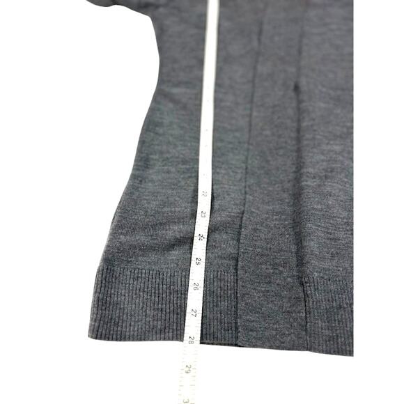 TALBOTS Heather Grey Gray 100% Merino Wool Long Sweater Cardigan Small Petite SP - Picture 5 of 11